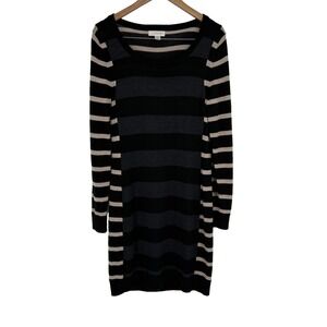 Kenar Womens 100% Merino Wool Midi Sweater Dress‎ Large Striped Career Capsule